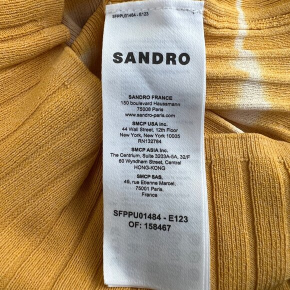 New Sandro Bali One-Sleeve Striped Ribbed Knit Top Sweater Asymmetrical Shirt - Picture 9 of 14